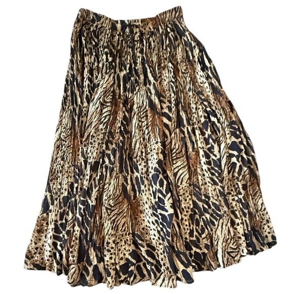 Fashion Bug Brown and Black Maxi Pleated Skirt - Picture 1 of 5